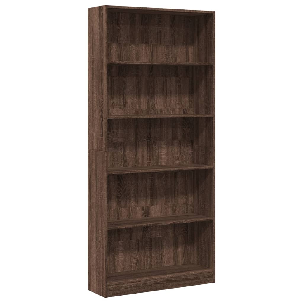 Bookcase Brown Oak 80x24x176 cm Engineered Wood