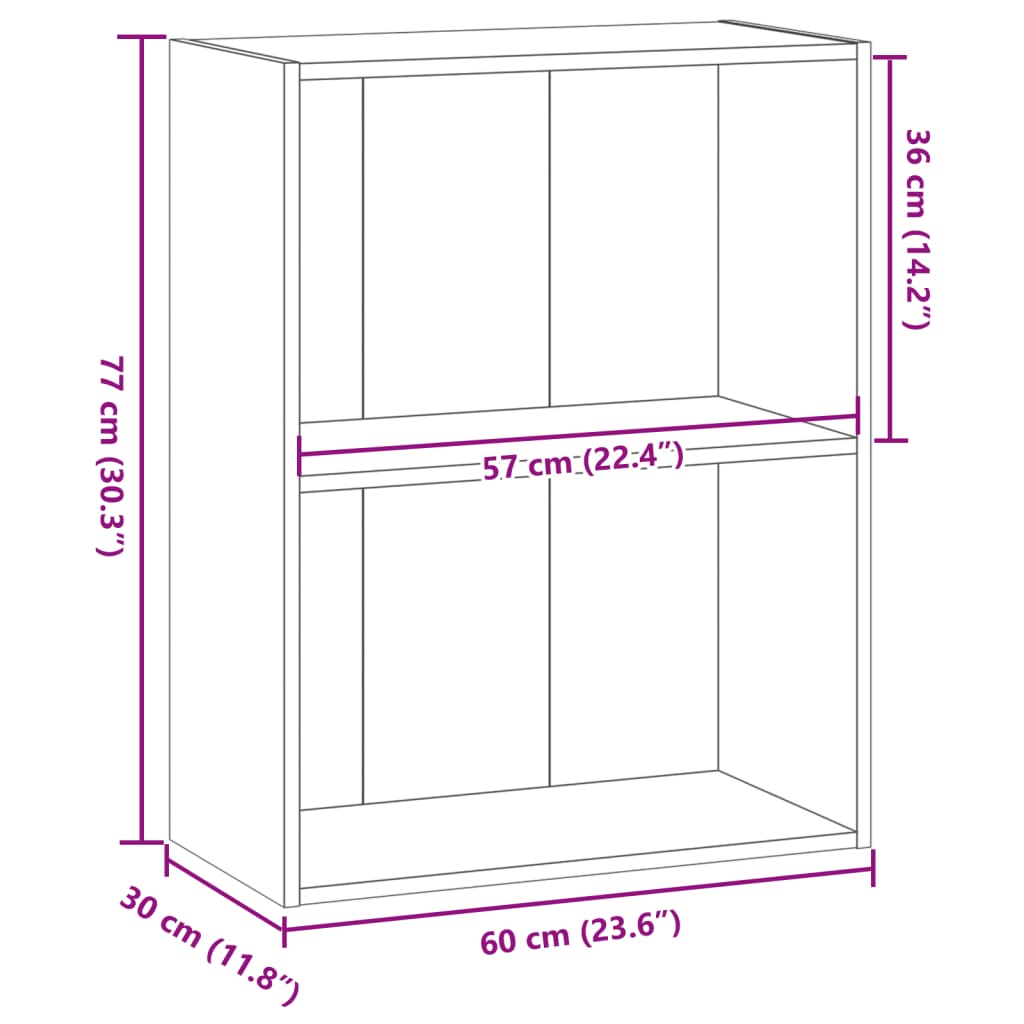 Bookcase Brown Oak 60x30x77 cm Engineered Wood