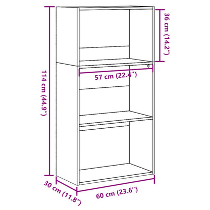 Bookcase White 60x30x114 cm Engineered Wood