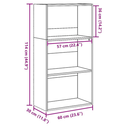 Bookcase Brown Oak 60x30x114 cm Engineered Wood