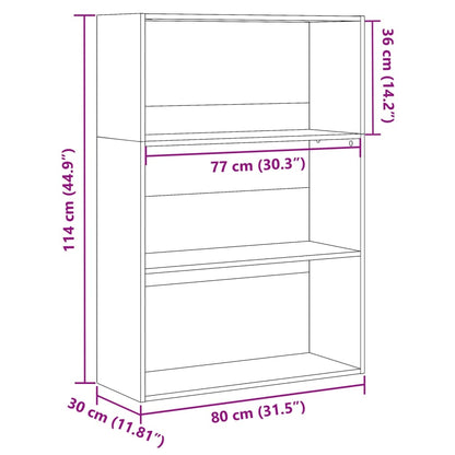 Bookcase White 80x30x114 cm Engineered Wood