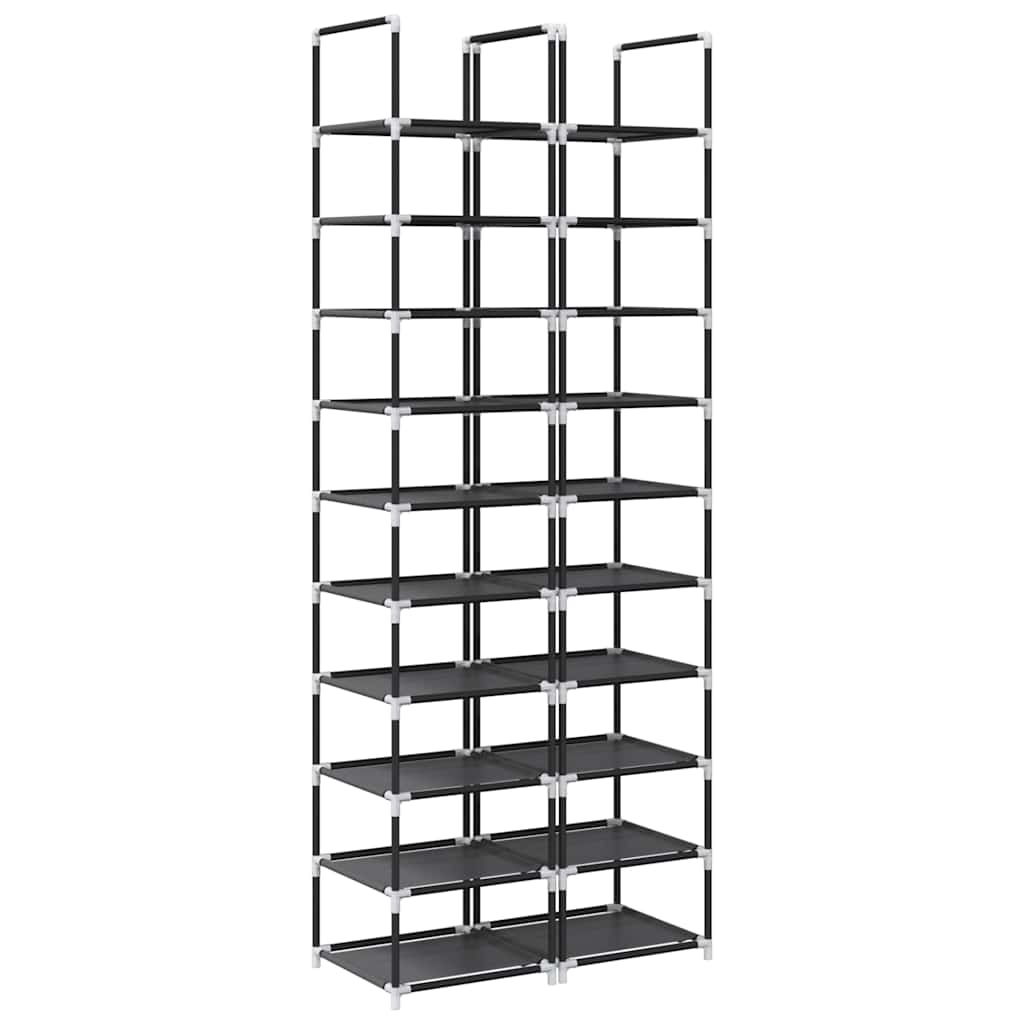 Shoe Racks 2 pcs 10-Tier Black 33x33x174 cm Non-woven Fabric