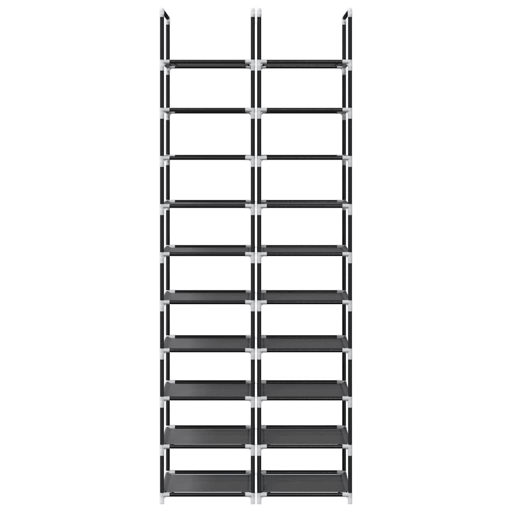 Shoe Racks 2 pcs 10-Tier Black 33x33x174 cm Non-woven Fabric