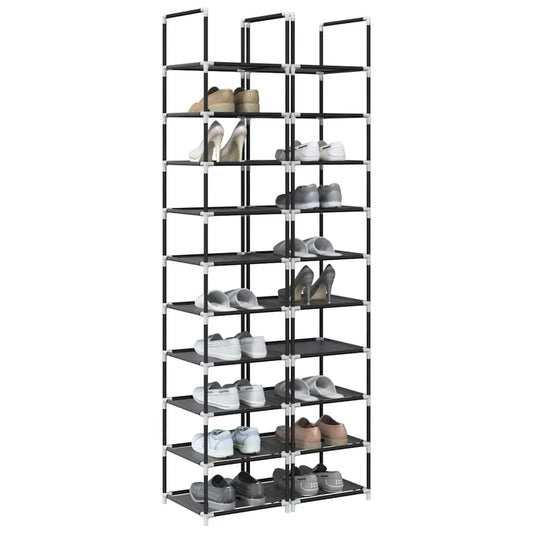 Shoe Racks 2 pcs 10-Tier Black 33x33x174 cm Non-woven Fabric