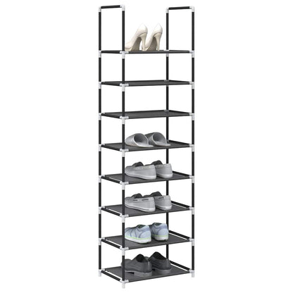 Shoe Rack 8-Tier Black 44x28x145 cm Non-woven Fabric