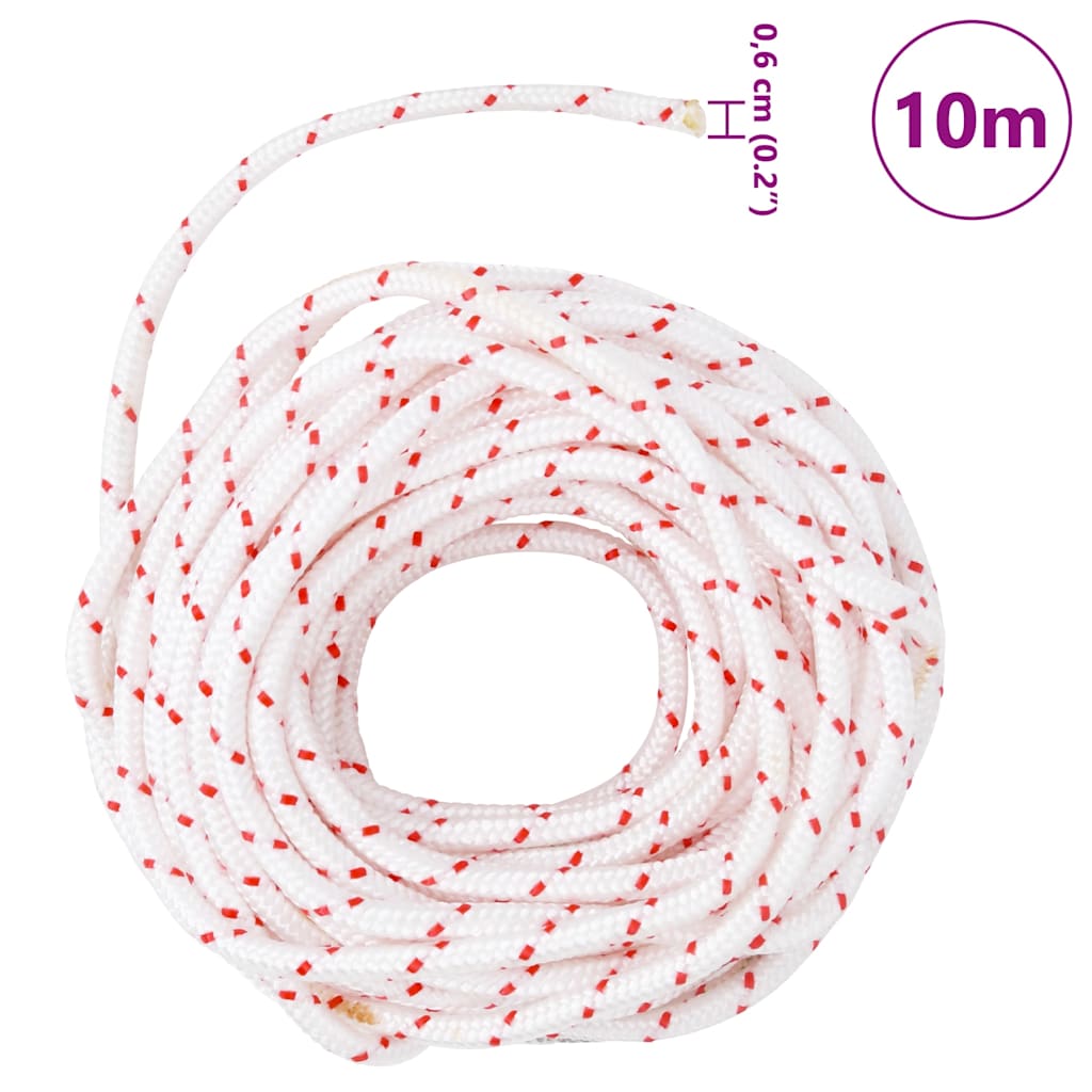 Pull Starter Cord White and Red Ø6 mm 10 m Nylon