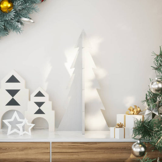 Wooden Christmas Tree for Decoration White 59.5 cm Solid Wood Pine