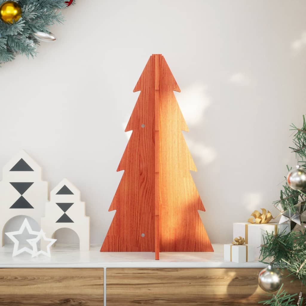 Wooden Christmas Tree for Decoration Wax Brown 69.5 cm Solid Wood Pine