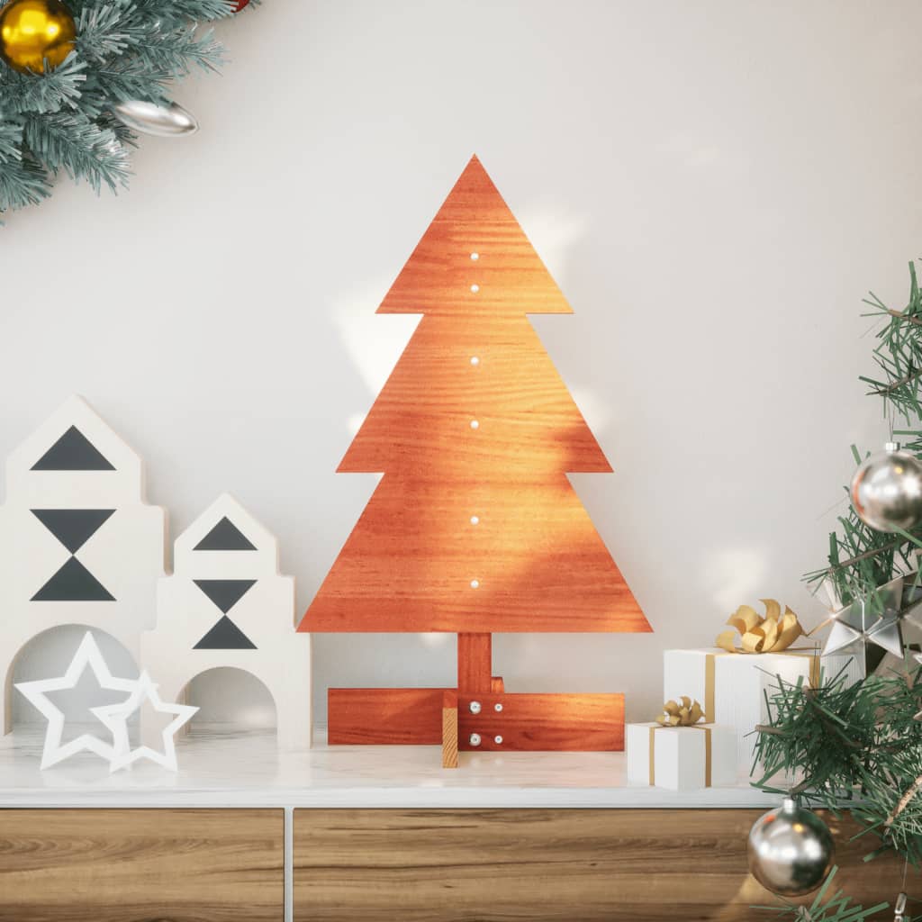 Wooden Christmas Tree for Decoration Wax Brown 60 cm Solid Wood Pine