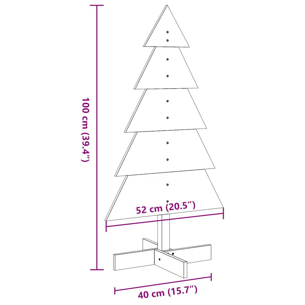 Wooden Christmas Tree for Decoration Wax Brown 100 cm Solid Wood Pine