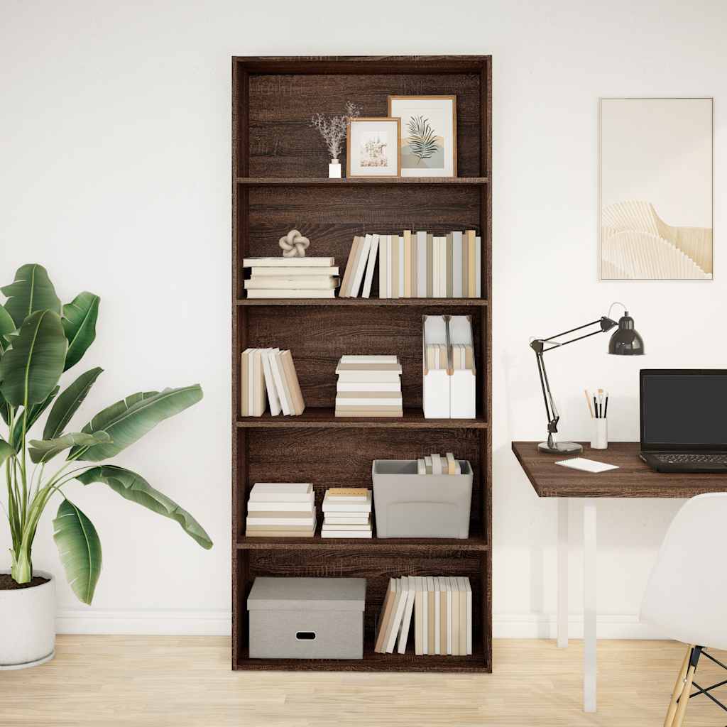 Book Cabinet Brown Oak 80x30x189 cm Engineered Wood