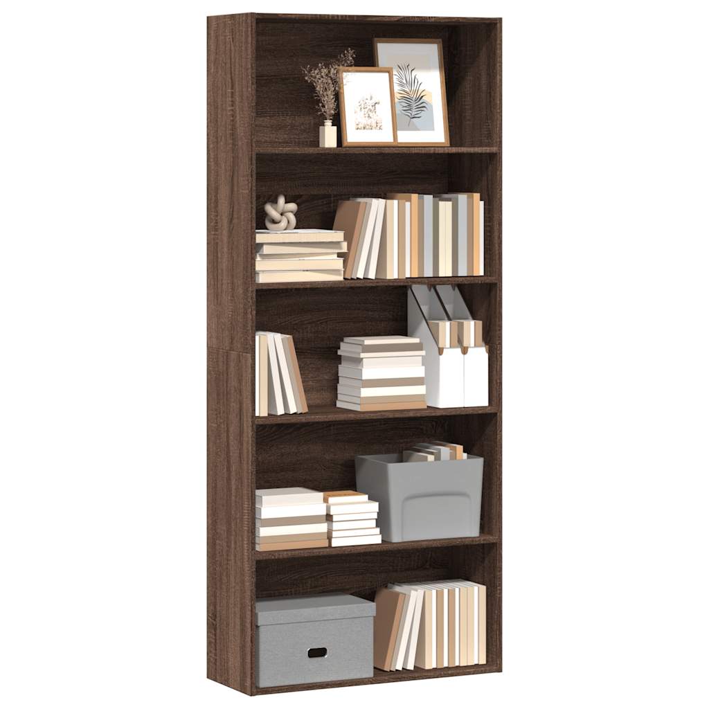 Book Cabinet Brown Oak 80x30x189 cm Engineered Wood