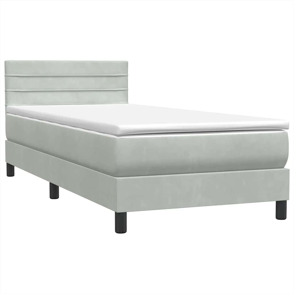 Box Spring Bed with Mattress Light Grey 80x210 cm Velvet