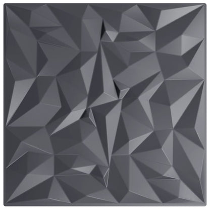 Wall Panels 12 pcs Grey 50x50 cm XPS 3 m² Amethyst