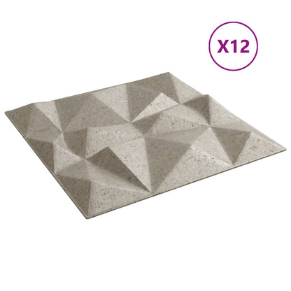 Wall Panels 12 pcs Beton 50x50 cm XPS 3 m² Diamond