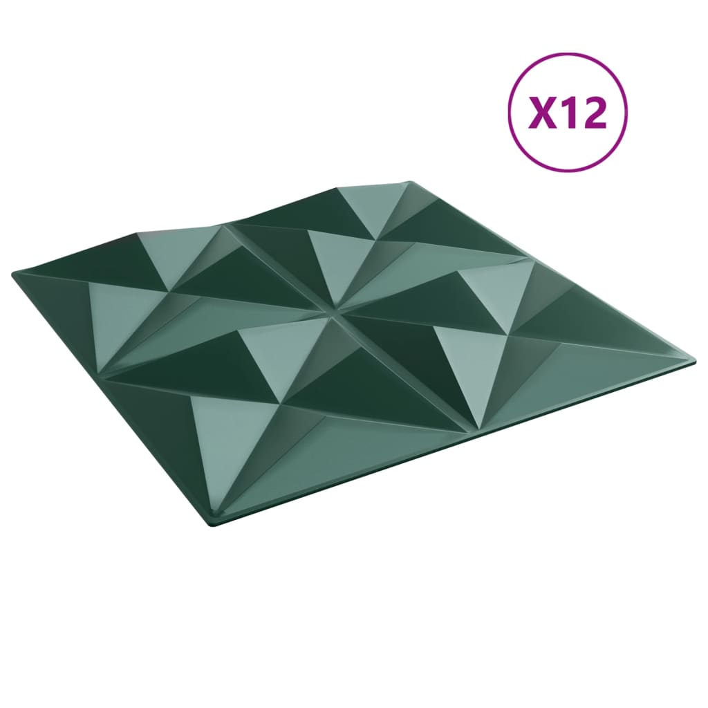 Wall Panels 12 pcs Green 50x50 cm XPS 3 m² Origami