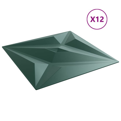 Wall Panels 12 pcs Green 50x50 cm XPS 3 m² Star