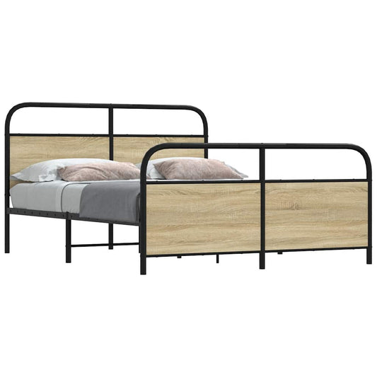 Metal Bed Frame without Mattress Sonoma Oak 150x200 cm King Size