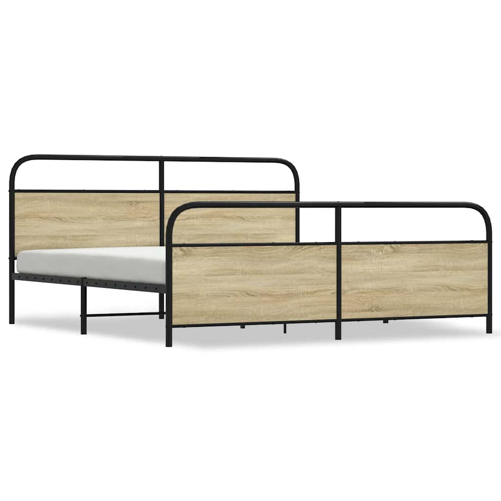 Metal Bed Frame without Mattress Sonoma Oak 193x203 cm