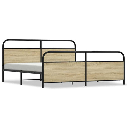 Metal Bed Frame without Mattress Sonoma Oak 193x203 cm