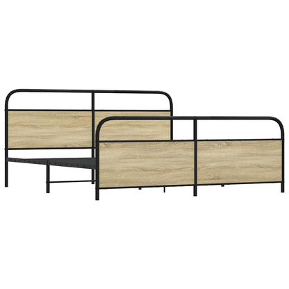 Metal Bed Frame without Mattress Sonoma Oak 193x203 cm