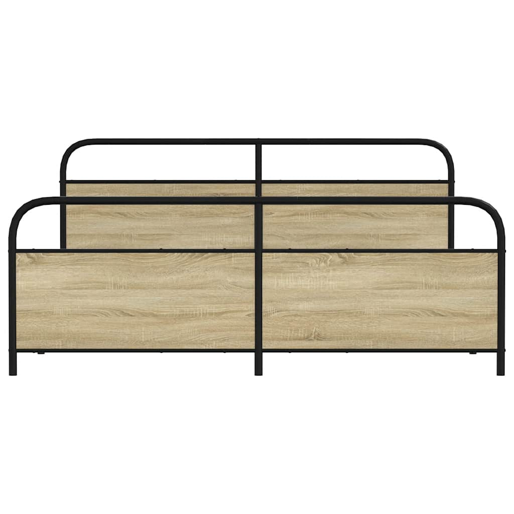 Metal Bed Frame without Mattress Sonoma Oak 193x203 cm