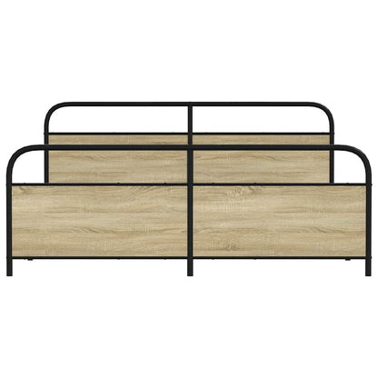 Metal Bed Frame without Mattress Sonoma Oak 193x203 cm