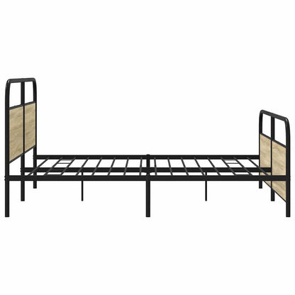 Metal Bed Frame without Mattress Sonoma Oak 193x203 cm