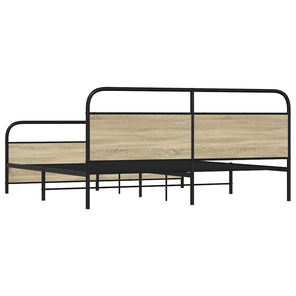 Metal Bed Frame without Mattress Sonoma Oak 193x203 cm