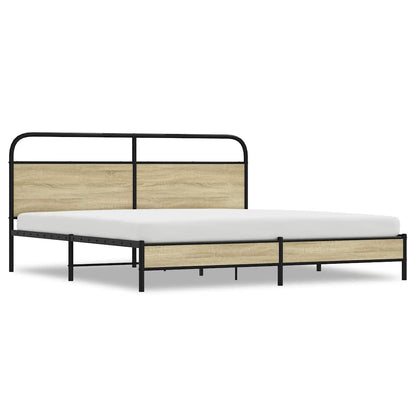 Metal Bed Frame without Mattress Sonoma Oak 193x203 cm