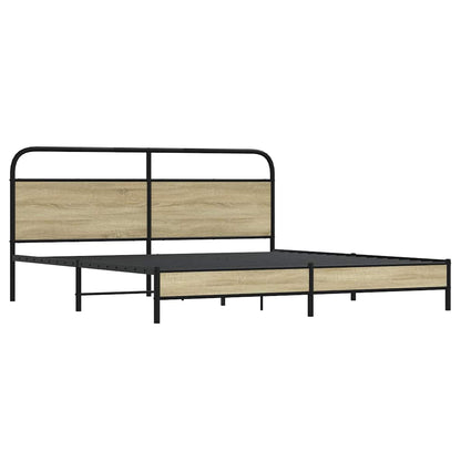 Metal Bed Frame without Mattress Sonoma Oak 193x203 cm