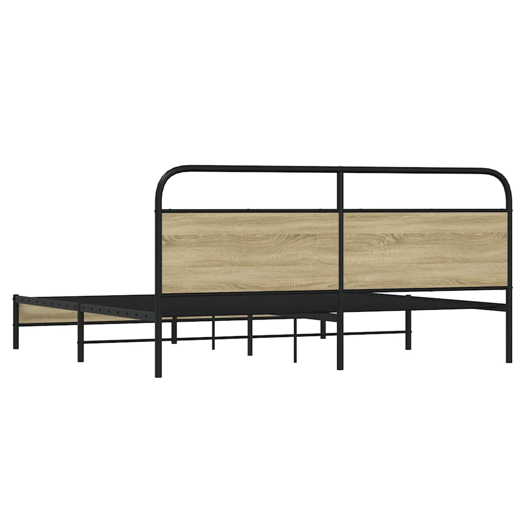 Metal Bed Frame without Mattress Sonoma Oak 193x203 cm