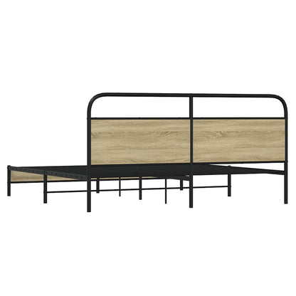 Metal Bed Frame without Mattress Sonoma Oak 193x203 cm