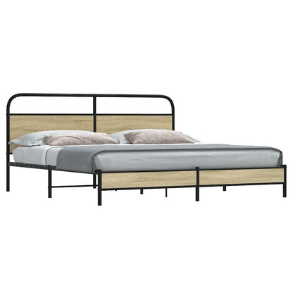 Metal Bed Frame without Mattress Sonoma Oak 193x203 cm