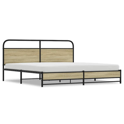 Metal Bed Frame without Mattress Sonoma Oak 193x203 cm