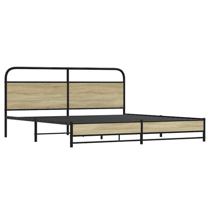 Metal Bed Frame without Mattress Sonoma Oak 193x203 cm