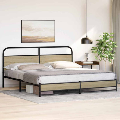 Metal Bed Frame without Mattress Sonoma Oak 193x203 cm