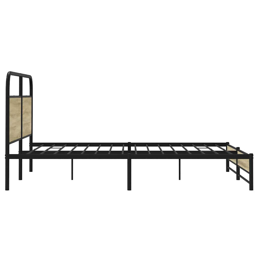 Metal Bed Frame without Mattress Sonoma Oak 193x203 cm