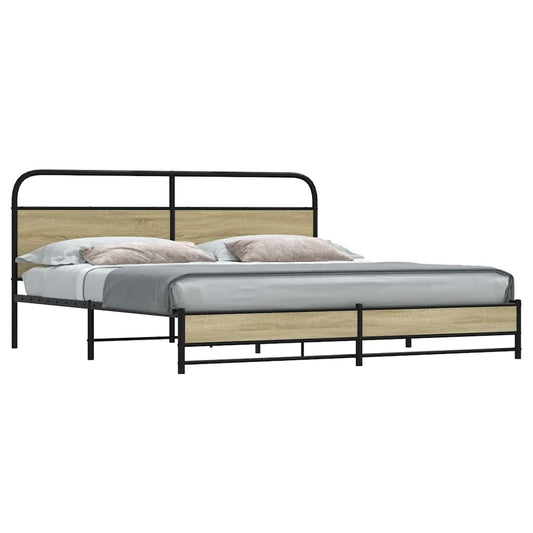 Metal Bed Frame without Mattress Sonoma Oak 193x203 cm