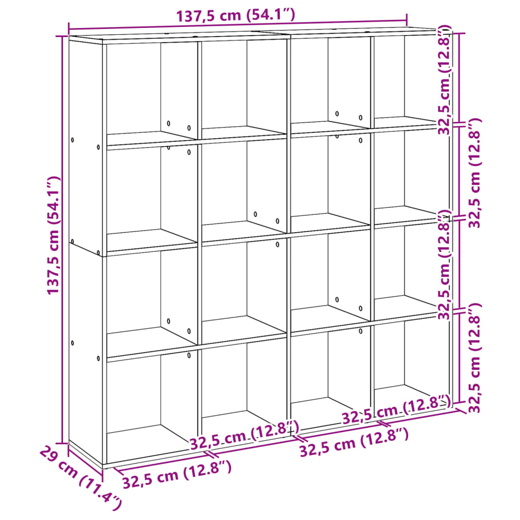 Book Cabinet Smoked Oak 137.5x29x137.5 cm Engineered Wood