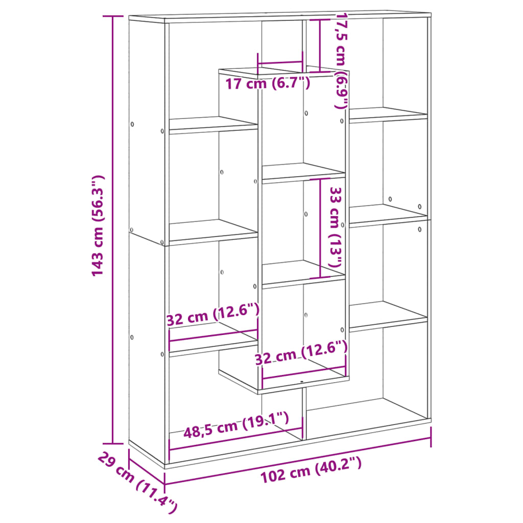 Book Cabinet White 102x29x143 cm Engineered Wood