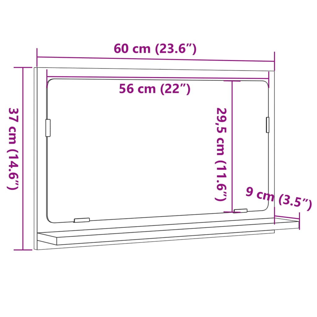 Bathroom Mirror Cabinet Sonoma Oak 60x11x37 cm Engineered Wood