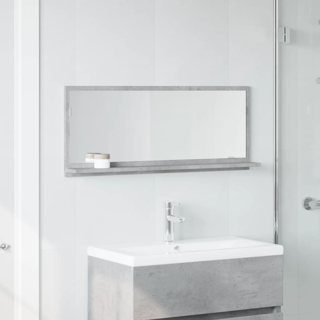 Bathroom Mirror Cabinet Concrete Grey 90x11x37 cm Engineered Wood