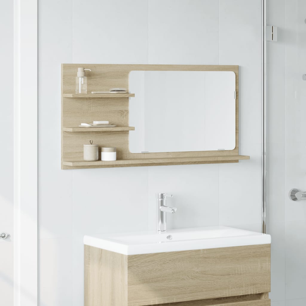 Bathroom Mirror Cabinet Sonoma Oak 90x11x45 cm Engineered Wood