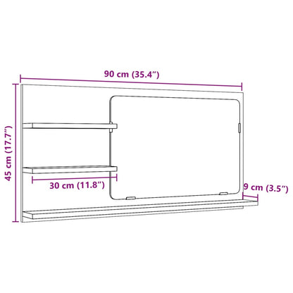 Bathroom Mirror Cabinet Sonoma Oak 90x11x45 cm Engineered Wood