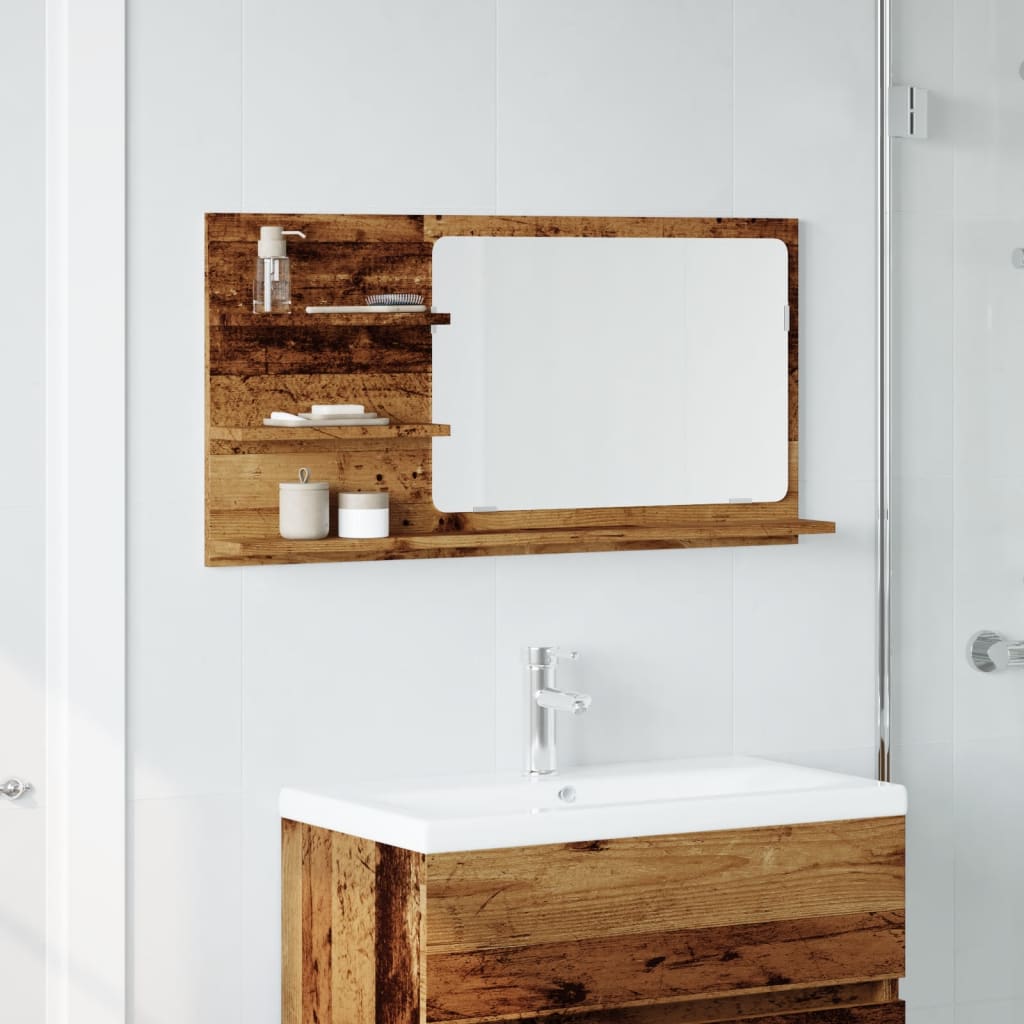 Bathroom Mirror Cabinet Old Wood 90x11x45 cm Engineered Wood