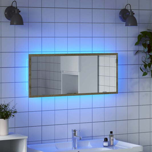 LED Bathroom Mirror Sonoma Oak 100x8.5x37 cm Engineered Wood