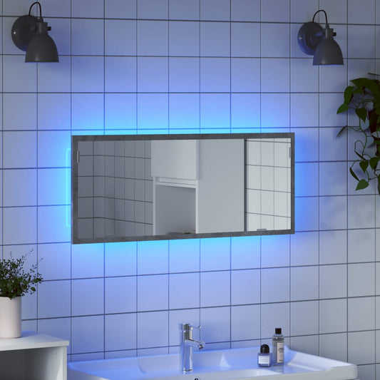 LED Bathroom Mirror Concrete Grey 100x8.5x37 cm Engineered Wood