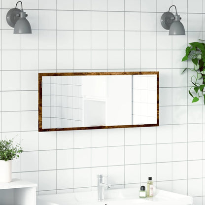 LED Bathroom Mirror Smoked Oak 100x8.5x37 cm Engineered Wood