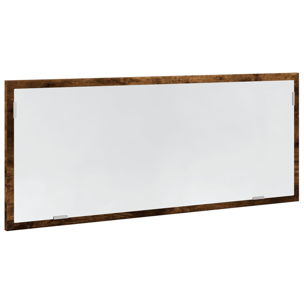 LED Bathroom Mirror Smoked Oak 100x8.5x37 cm Engineered Wood